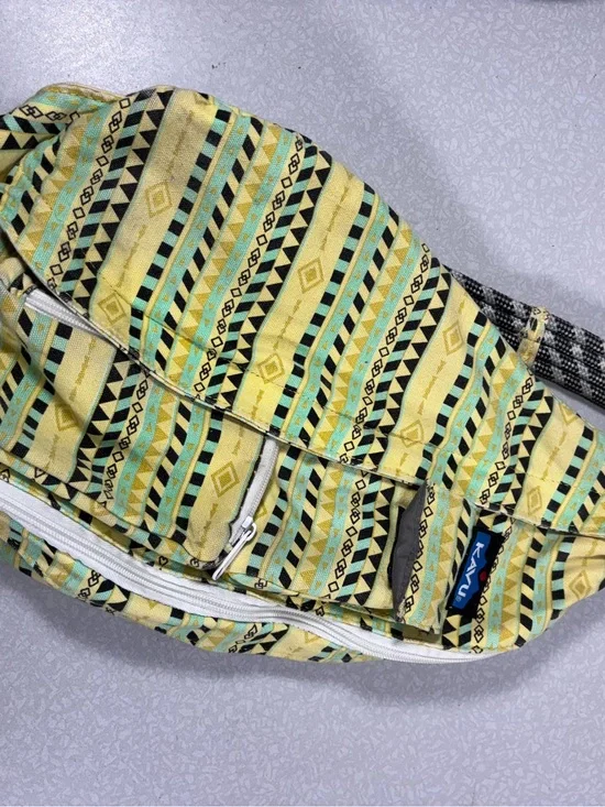 Kavu Yellow Aztec-Pattern Crossbody Sling Bag with Mint Accents