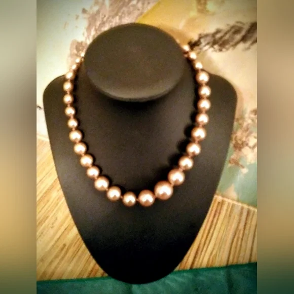 Creamy Taupe Faux Pearl Necklace