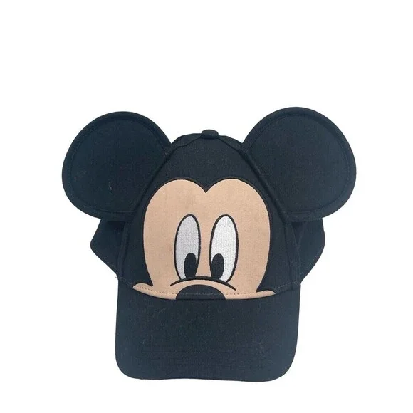 Mickey Mouse Face and Ears Youth Sized Adjustable Hat Black
