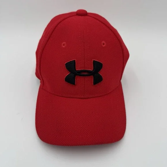 Under Armour Youth Red Baseball Cap Black Logo Hat 25UASFL02C Size S/P 1-3 Years