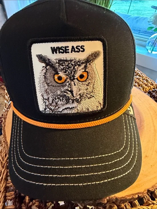 Goorin Bros The Farm Wise Ass Owl Snapback Hat Black Orange NWT