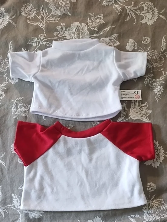 Small Dog White Tee with Red Raglan Sleeves - Classic Pet Shirt