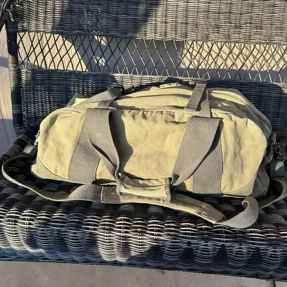 Vintage L.L Bean Sunwashed Canvas Adventure Duffel Large Tan Gorpcore Granola‎