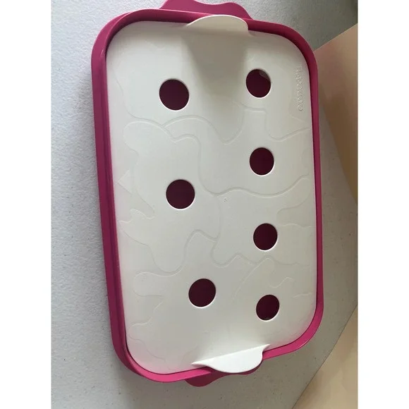 Tupperware Multi Cookie Cutter Sheet with Pink Serving Storage Tray Set