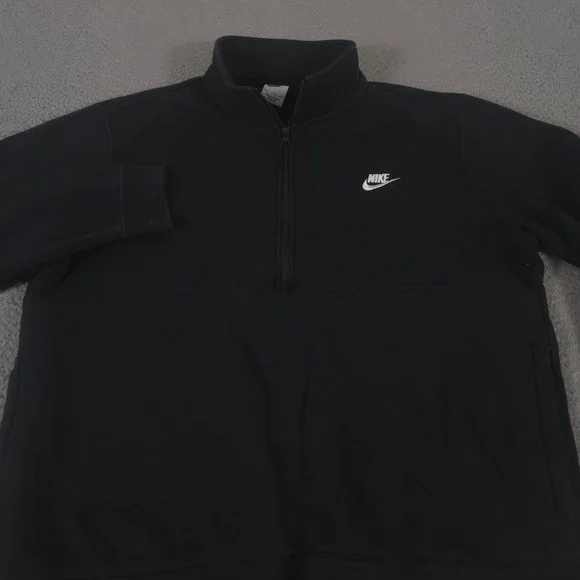 Nike Sweatshirt Men XL Black Sportswear Club 1/2 Zip Fleece Pullover Logo Pocket