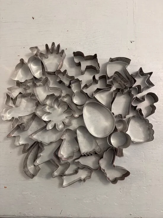 Large Lot Of 28 Metal Cookie Cutters Assorted Shapes and Sizes Baking Supplies