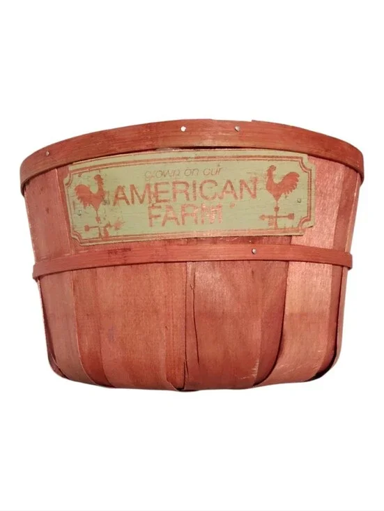 Red Wood Bushel Basket Wall Planter