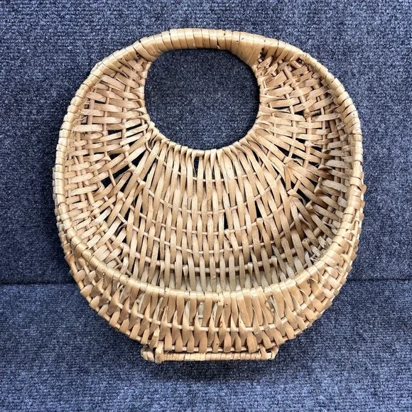 VTG Wicker Wall Hanging Pocket Basket Cottagecore Farmhouse Boho Rustic Natural