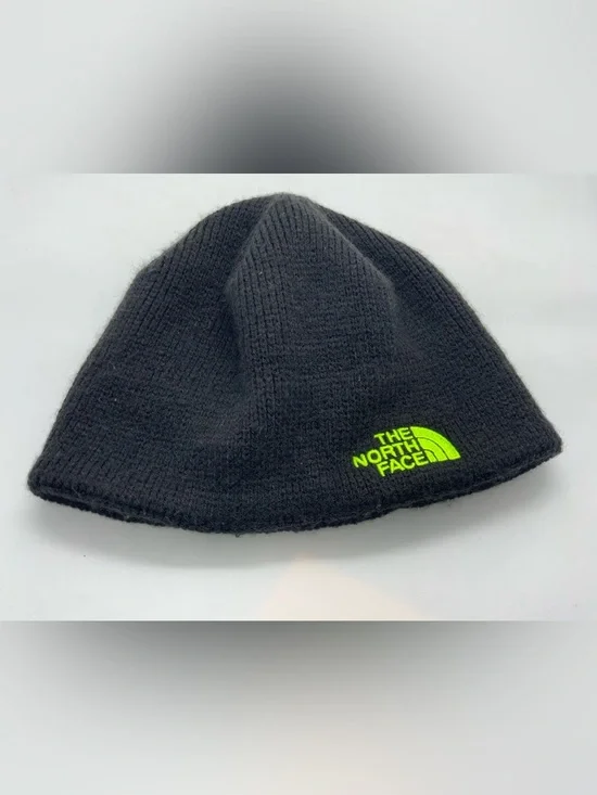 The North Face Junior Black Beanie with Neon Logo