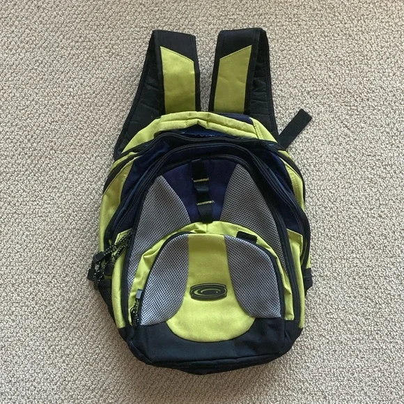 Target Technical Backpack 7+ Compartments Blue Green Pack Carryall Laptop Mesh
