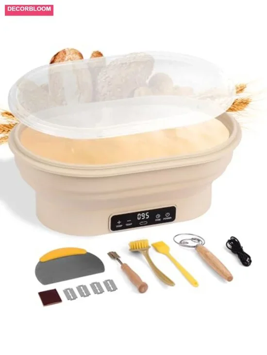 Electric Thermostatic Bread Proofing Basket 2L Silicone Collapsible with Timer