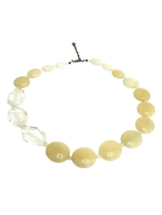 Carolee Yellow & Clear Natural Stone Beaded Necklace With Lobster Clasp