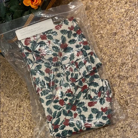 Longaberger Traditional Holly Serving Tray Basket Fabric Liner 217927 Liner Only