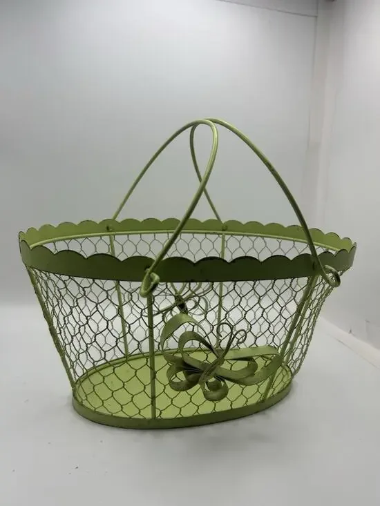 Green Metal Basket.vintage Style