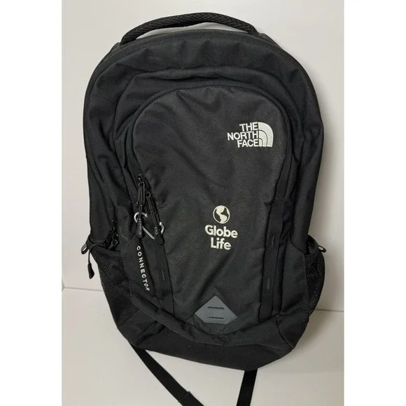 The North Face Connector Backpack Black Laptop Bag Globe Life Logo Padded