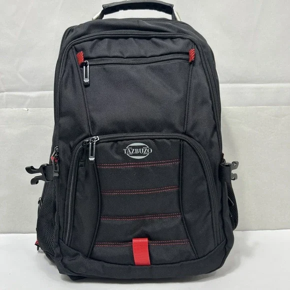 Tazbuzo 18.4x 13 Inch Black Red Travel Laptop Backpack Men's