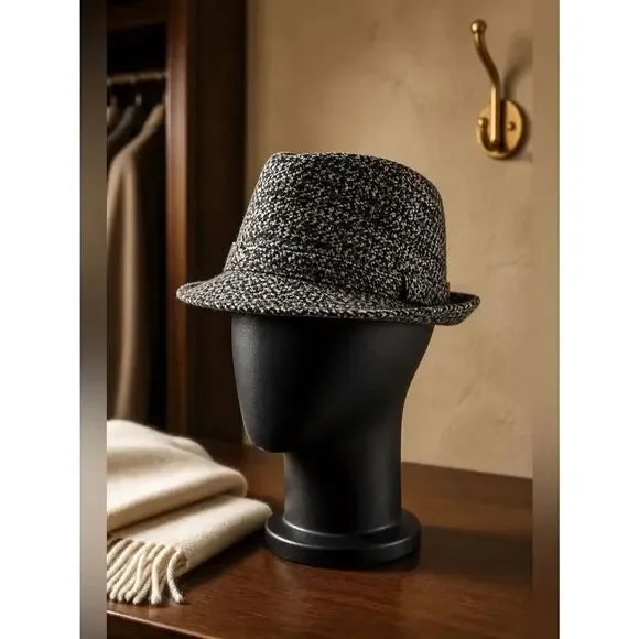 GRAY TWEED FEDORA POLY BLEND SIZE 6-12 MONTHS