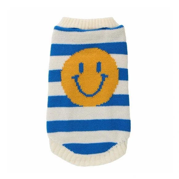 Top Paw Blue and White Dog Sweater with Yellow Design