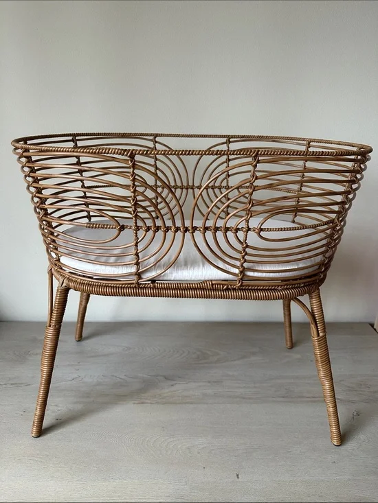 Faux Rattan Accent Cradle Bassinet in Brown - Unbranded