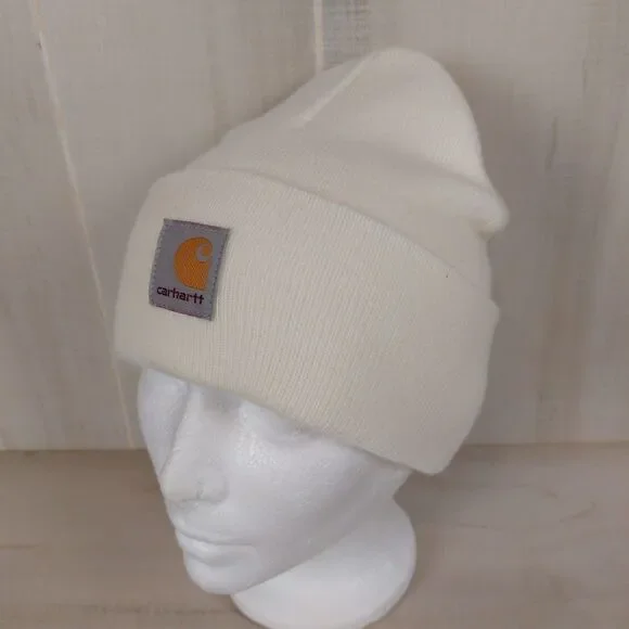 Carhartt Cuffed Knit Beanie Watch Hat Youth One Size Marshmallow