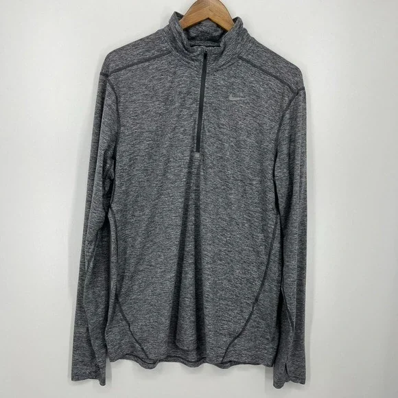 Nike Running Sweatshirt Men's Size L‎ Gray Pullover 1/4 Zip Lightweight