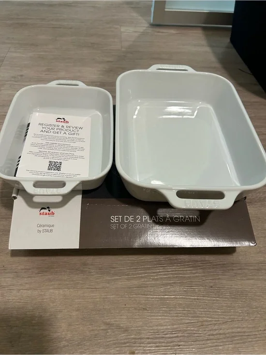 Staub White Ceramic 2-Piece Rectangular Baking Dishes