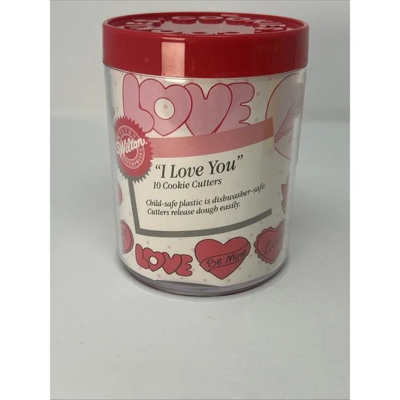 NEW Vintage Wilton I Love You Valentine Cookie Cutter Set Of 10 1990 Hearts