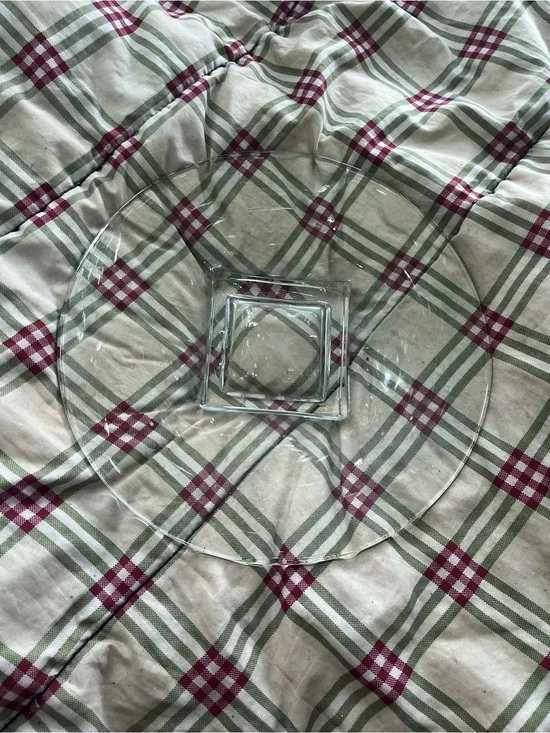Clear Glass Round Charger Plate with Square Center - Clear