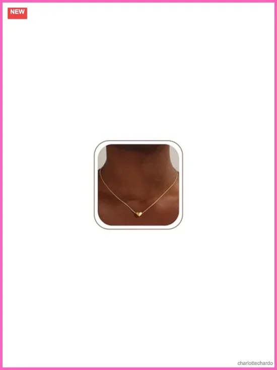 14k Gold Plated Heart Pendant Necklace Adjustable Dainty Charm Jewelry