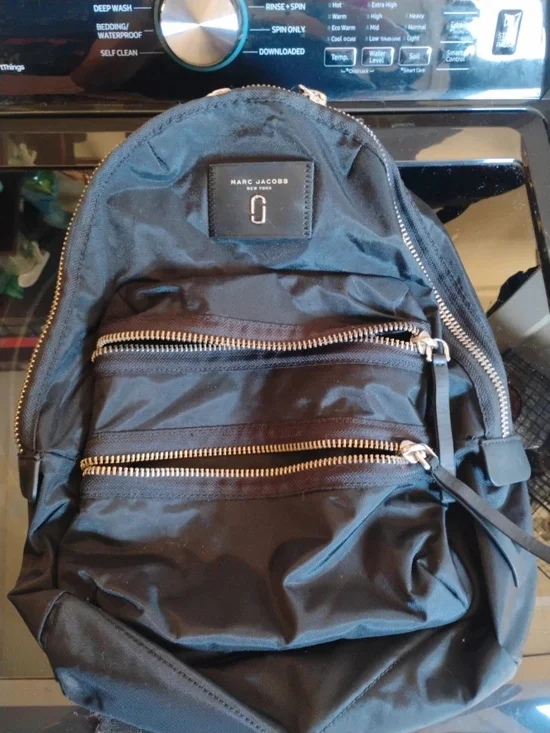 Marc Jacobs Black Nylon Backpack with Silver Hardware