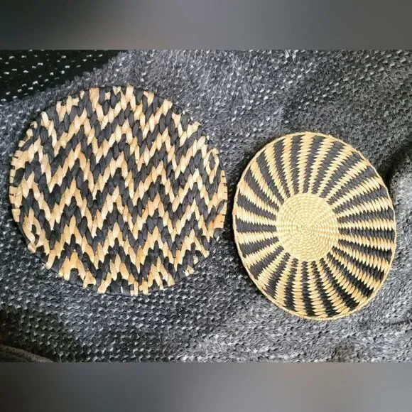 Black and Tan‎ Woven Decorative Plates/ Baskets