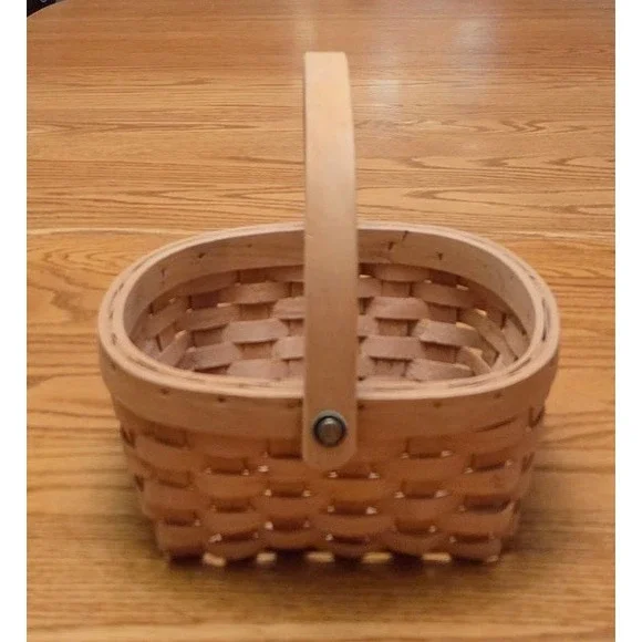 Vintage Wicker Gathering Basket with Handle Small 8