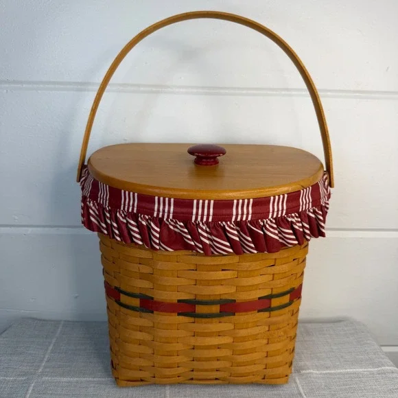 Longaberger '98 Holiday Hostess Winter Wishes Basket Liner Wall Hanging Cottage‎