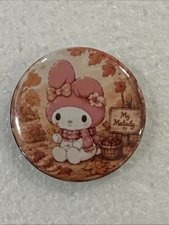 Sanrio My Melody Autumn Pink & Cream Character Button Pin