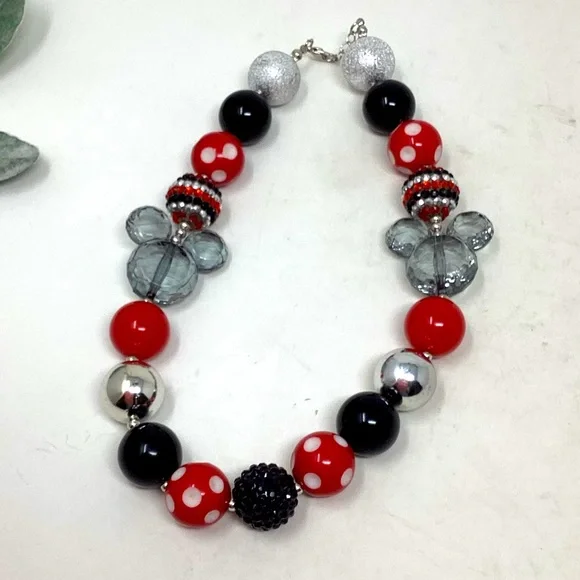 Girl's Chunky Beaded Minnie Themed Necklace