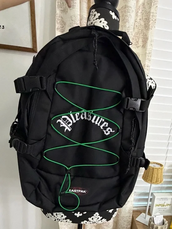 Pleasures x Eastpak Black Backpack with Green Cord