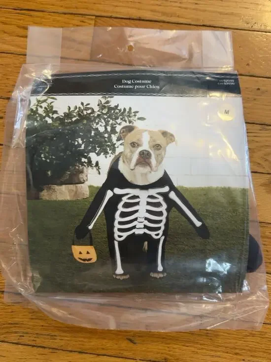 NEW Skeleton Dog Halloween Costume Medium M Bones Trick or Treat Pet Costume