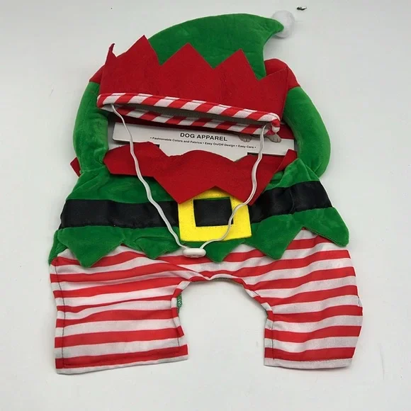 Friends Forever Dog Apparel Elf Christmas Costume with Hat Hook‎ and Loop size L