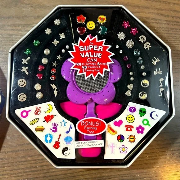 NWT Kids Earring Set + Stickers + Earring Flower Tree