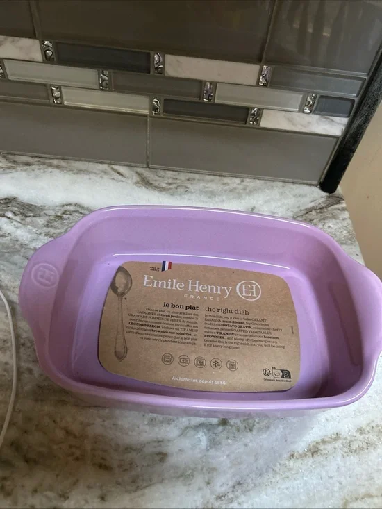 Emile Henry 8x 10 RectangleBaking Dish In Unreleased Mauve Pink Purple France