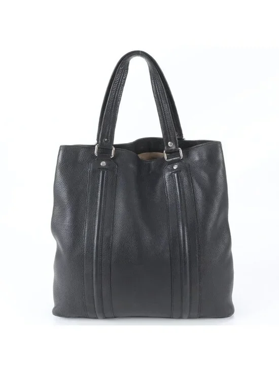 Gucci Leather Tote Bag Shoulder Business Document Black