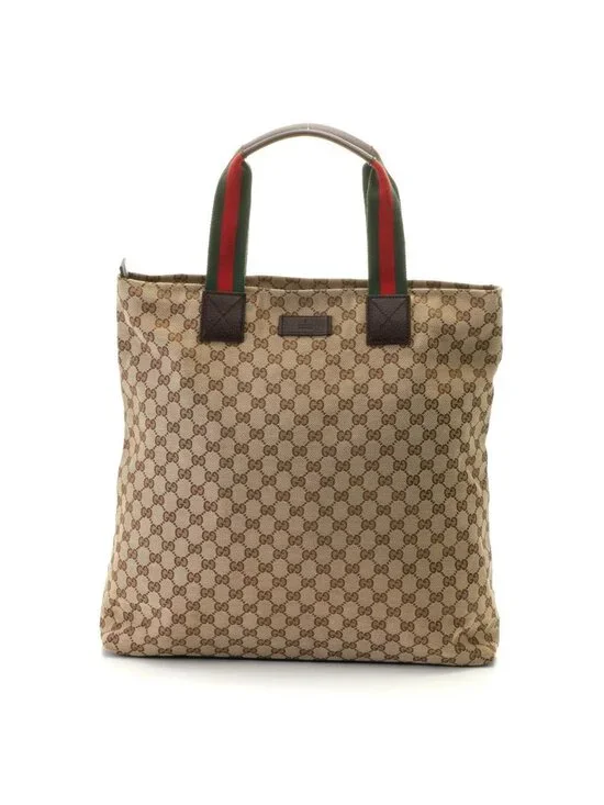 Gucci Sherry Line GG Tote Bag Beige Dark Brown