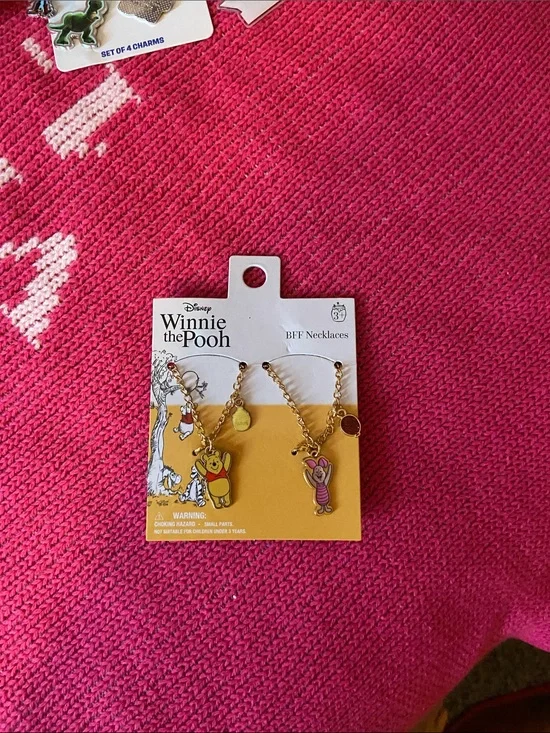 Disney Winnie the Pooh Pink and Gold BFF Charm Necklaces