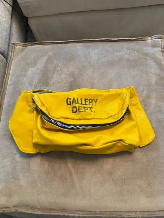 Gallery Dept Logo Print Leather Belt Bag Yellow Mr Porter Exclusive $950 Retail