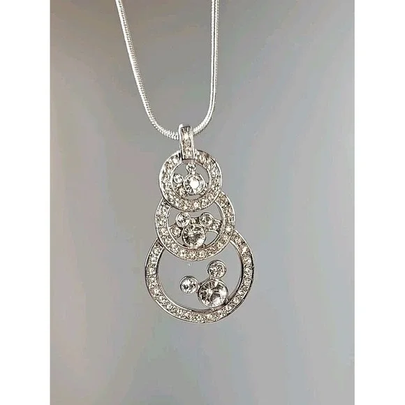 Disney Parks x Arribas Brothers 3 Circle Mickey Mouse Icons Silver Tone Necklace
