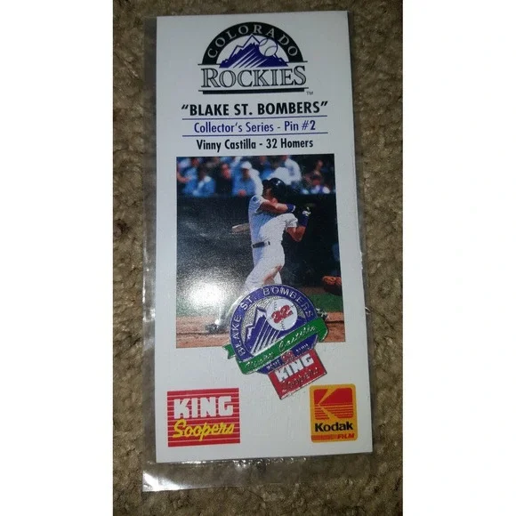 Colorado Rockies lapel pin, Blake St.‎ Bombers. Binny Castill- 32 Homers, pin
