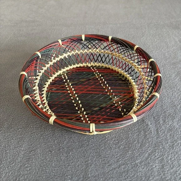 Colorful Woven Table Bowl Wicker‎ Rattan Basket Centerpiece Multicolor