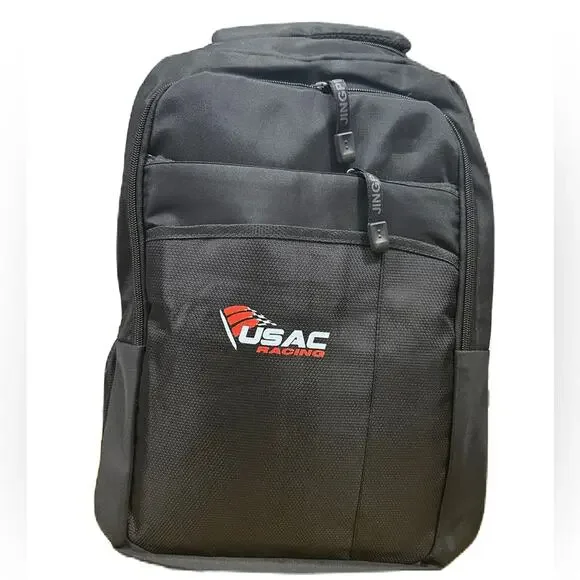 USAC Racing Mens Laptop Backpack Black Water Resistant Travel Motorcycle Bag NEW