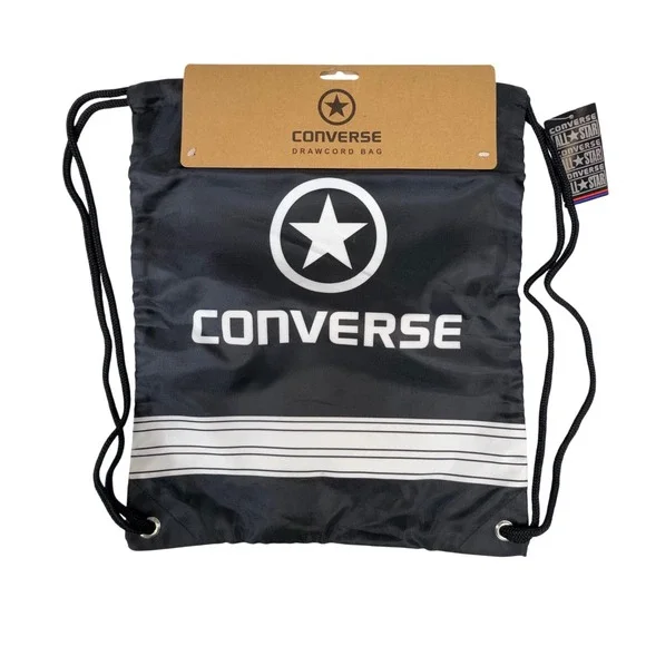 Converse All Star Drawcord Bag Black White‎ Cinch Sack Drawstring Backpack NEW