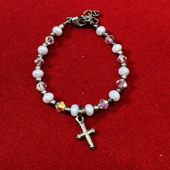 Baby/Child Beaded Dangle Cross Charm Glass Plastic‎ Metal